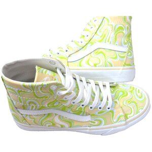 Vans Women's Sk8-Hi Tapered Swirl Lime Green Cream Canvas Shoes Size 9.5 NIB
